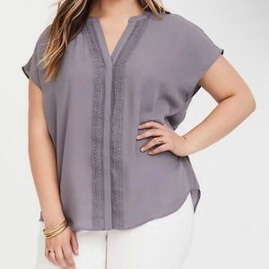 Torrid Light Gray Dolman Sleeve Button Down Georgette Blouse Size 2X